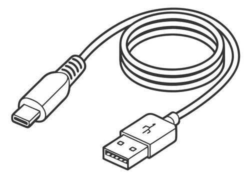 USB-C charging cable, line drawing